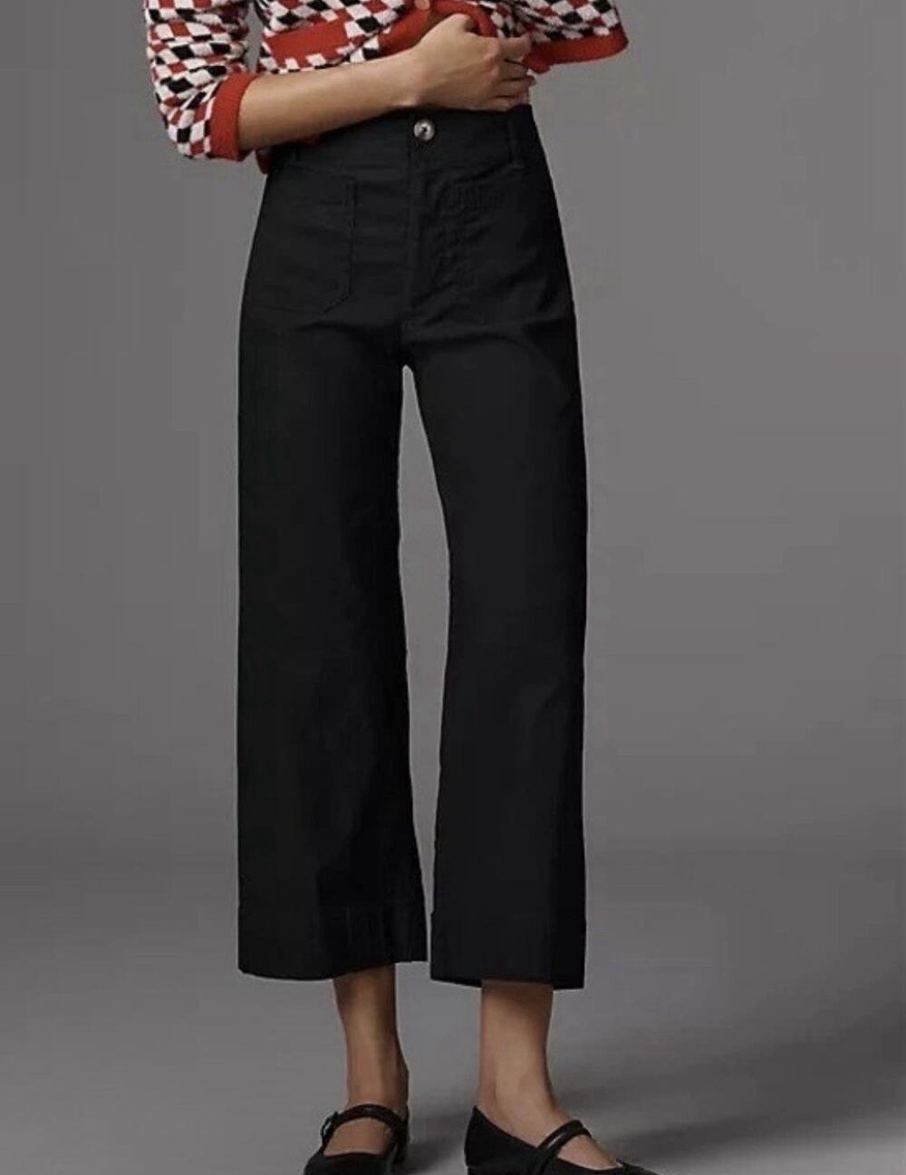 Maeve Anthropologie The Colette Woman’s Black High Waisted Wide Leg Culottes 32